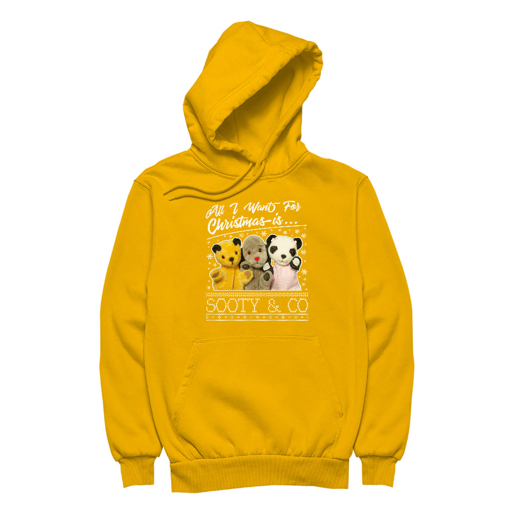 Sooty Christmas All I Want For Christmas Is Sooty And Co Women's Hooded Sweatshirt