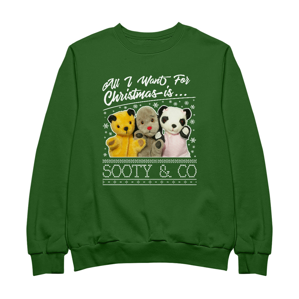 Sooty Christmas All I Want For Christmas Is Sooty And Co Women's Sweatshirt