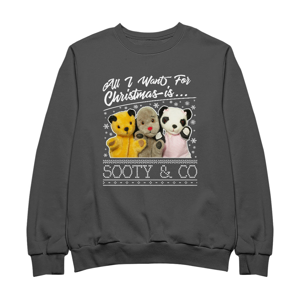 Sooty Christmas All I Want For Christmas Is Sooty And Co Women's Sweatshirt
