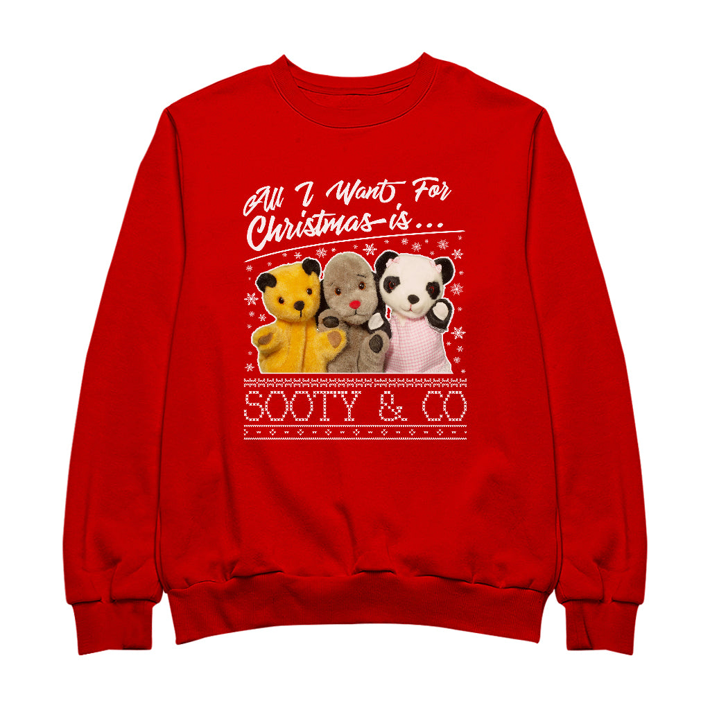 Sooty Christmas All I Want For Christmas Is Sooty And Co Women's Sweatshirt