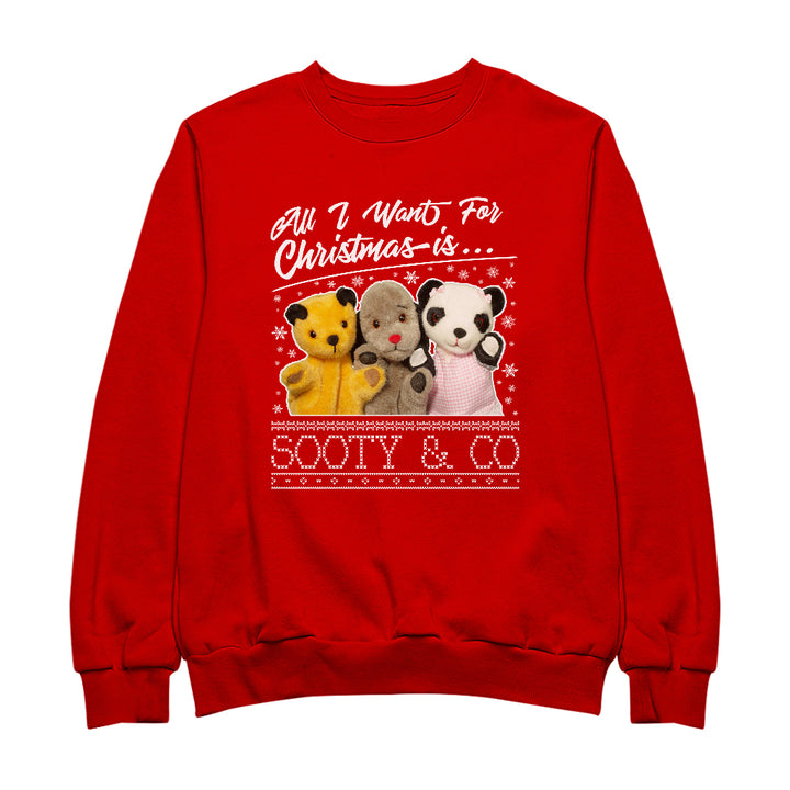 Sooty Christmas All I Want For Christmas Is Sooty And Co Women's Sweatshirt