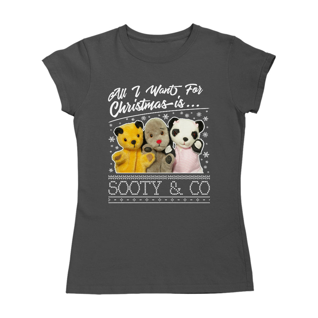 Sooty Christmas All I Want For Christmas Is Sooty And Co Women's T-Shirt