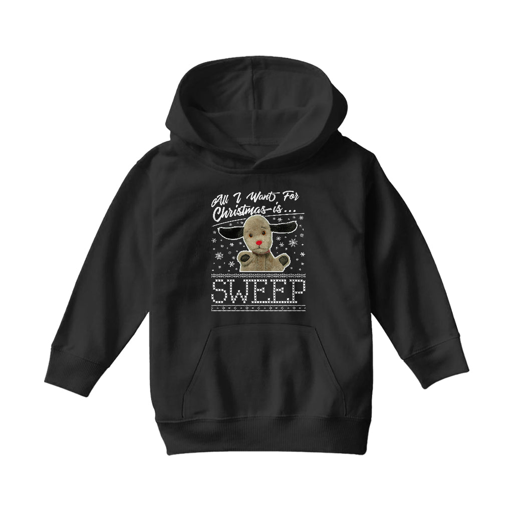 Sooty Christmas All I Want For Christmas Is Sweep Kids Hooded Sweatshirt