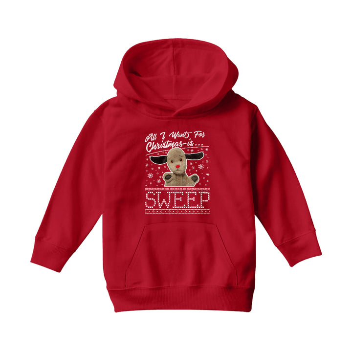 Sooty Christmas All I Want For Christmas Is Sweep Kids Hooded Sweatshirt
