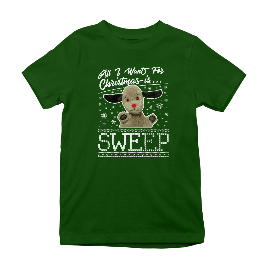 Sooty Christmas All I Want For Christmas Is Sweep Kids T-Shirt
