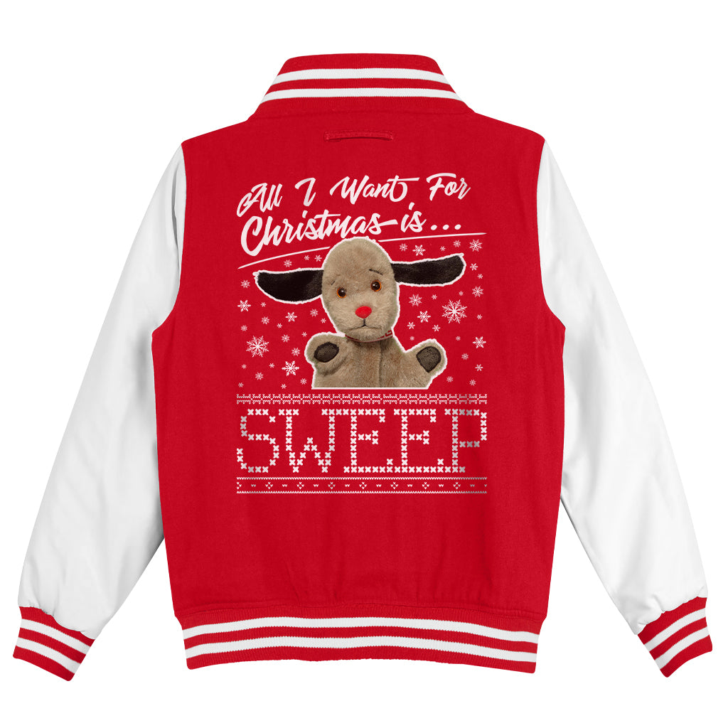 Sooty Christmas All I Want For Christmas Is Sweep Kids Varsity Jacket