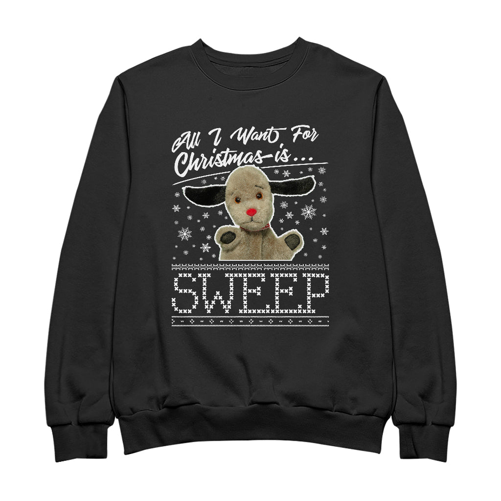 Sooty Christmas All I Want For Christmas Is Sweep Men's Sweatshirt