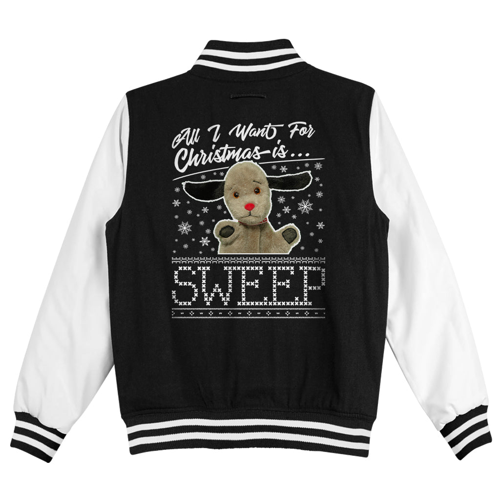 Sooty Christmas All I Want For Christmas Is Sweep Men's Varsity Jacket