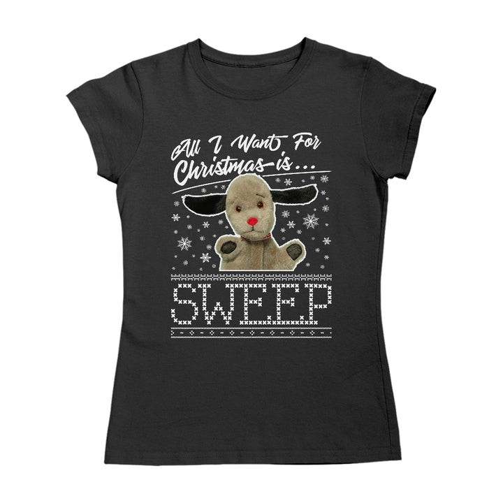Sooty Christmas All I Want For Christmas Is Sweep Women's T-Shirt