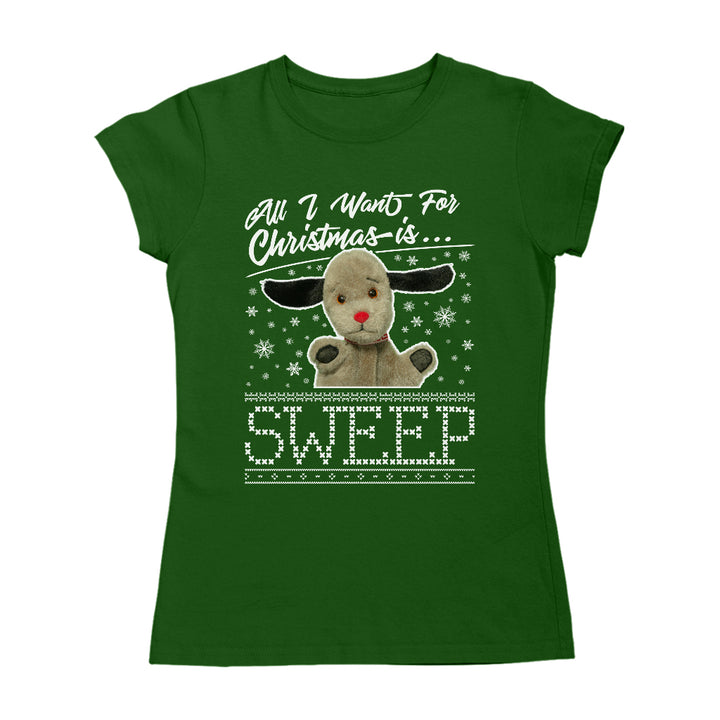Sooty Christmas All I Want For Christmas Is Sweep Women's T-Shirt