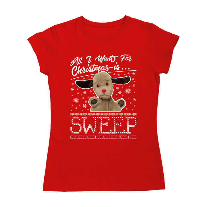 Sooty Christmas All I Want For Christmas Is Sweep Women's T-Shirt