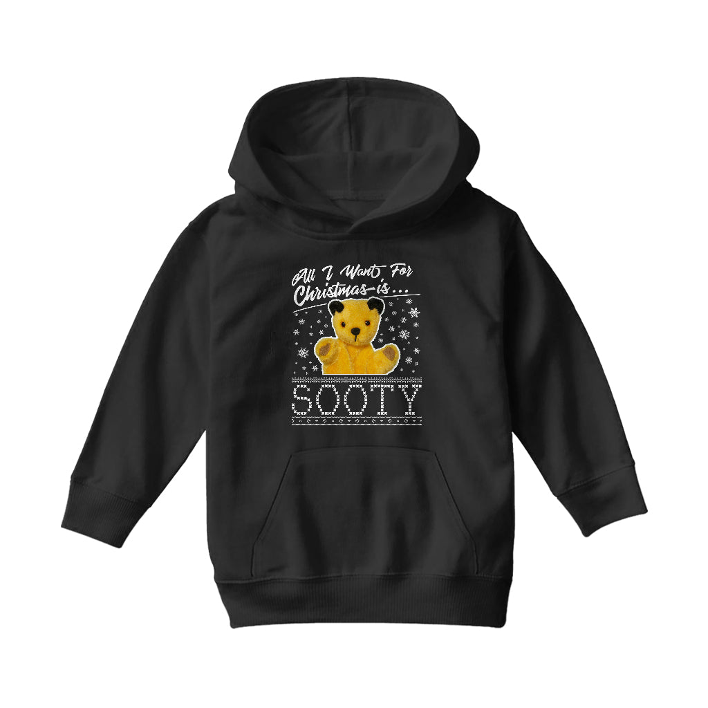 Sooty Christmas All I Want For Christmas Is Sooty Kids Hooded Sweatshirt