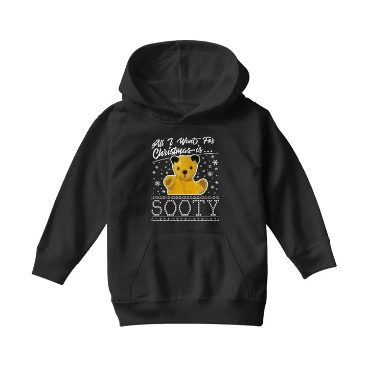 Sooty Christmas All I Want For Christmas Is Sooty Kids Hooded Sweatshirt