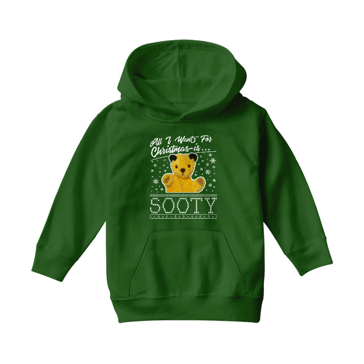 Sooty Christmas All I Want For Christmas Is Sooty Kids Hooded Sweatshirt