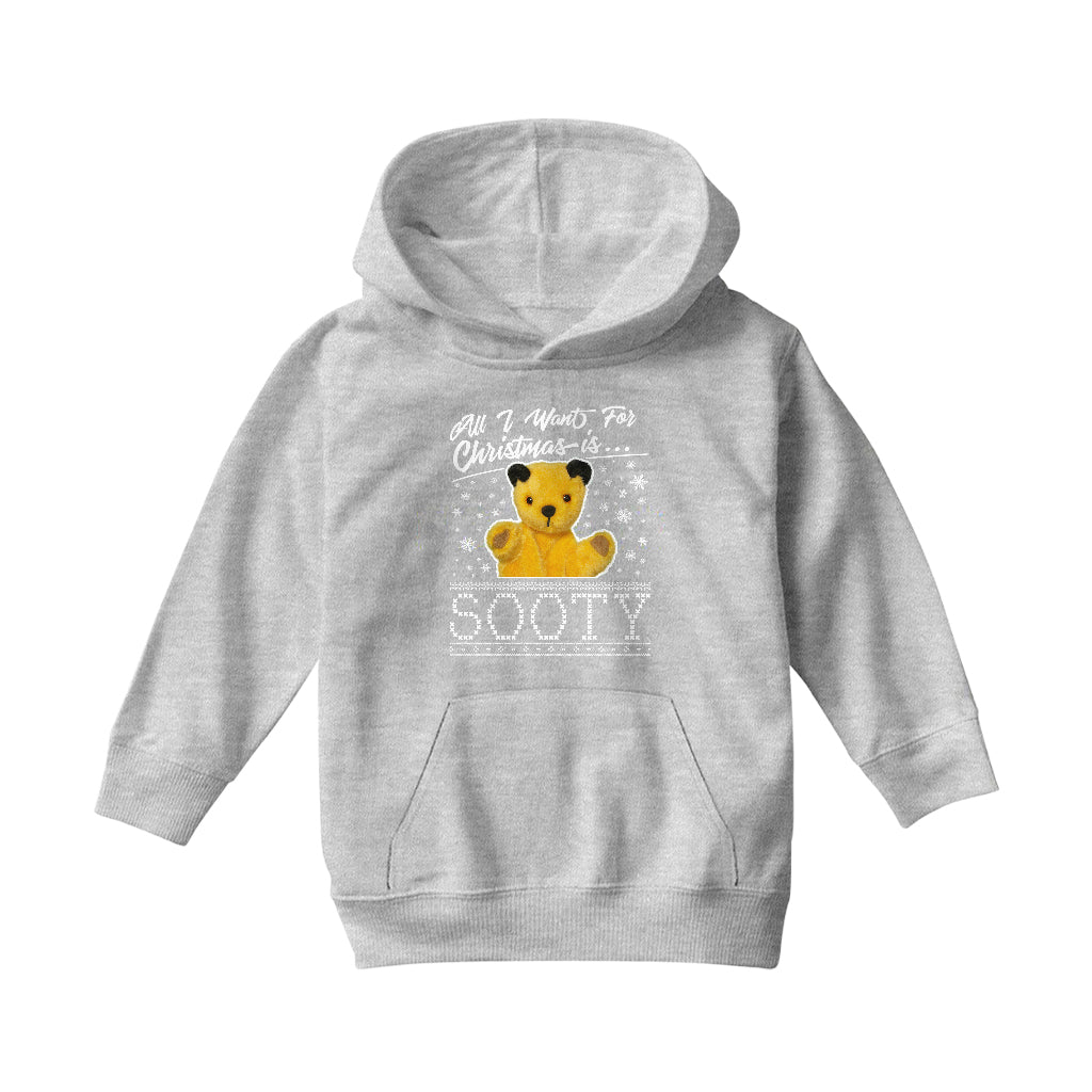 Sooty Christmas All I Want For Christmas Is Sooty Kids Hooded Sweatshirt