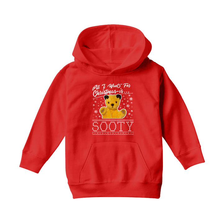 Sooty Christmas All I Want For Christmas Is Sooty Kids Hooded Sweatshirt