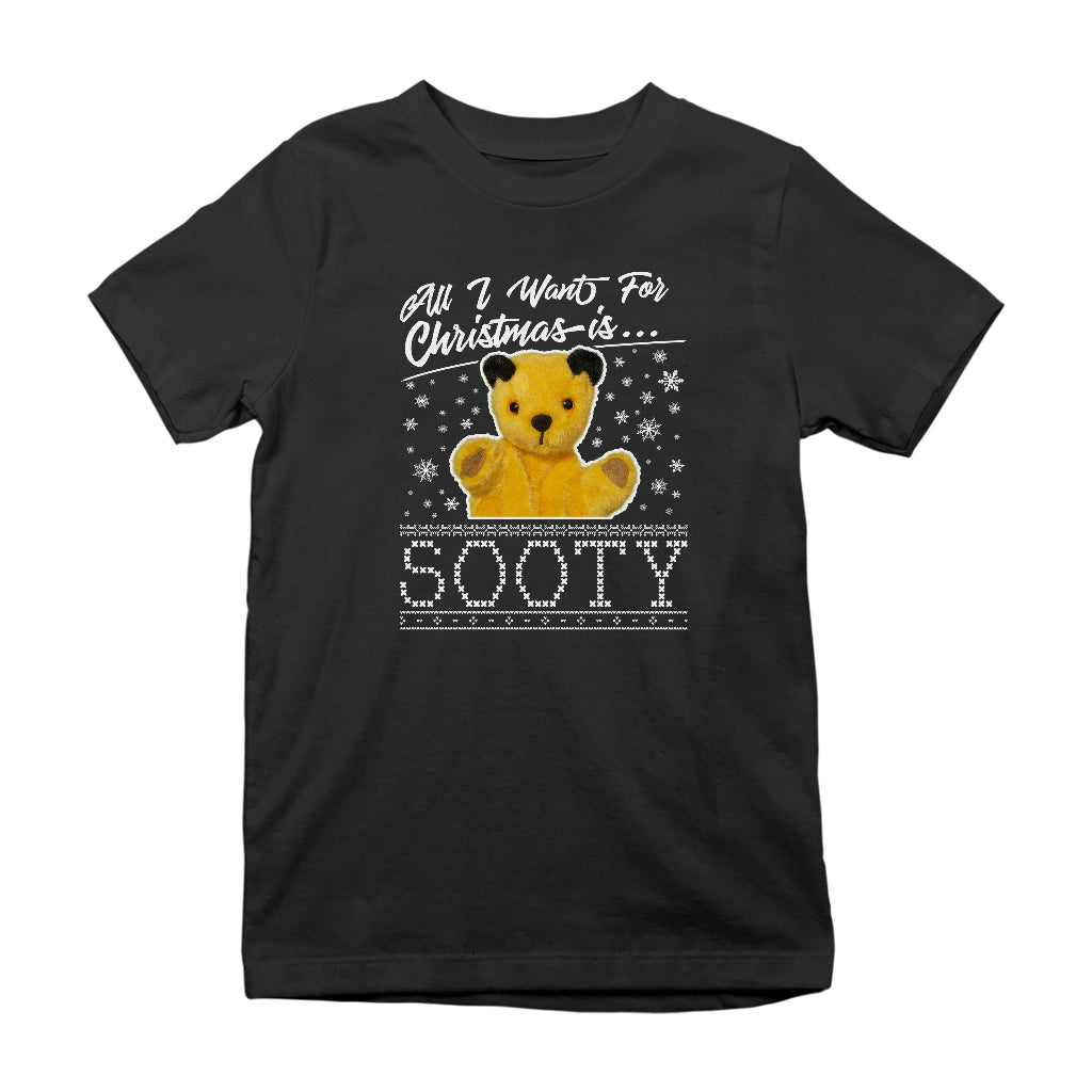 Sooty Christmas All I Want For Christmas Is Sooty Kids T-Shirt