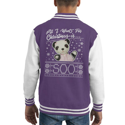 Sooty Christmas All I Want For Christmas Is Soo Kid's Varsity Jacket-Sooty's Shop