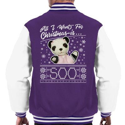 Sooty Christmas All I Want For Christmas Is Soo Men's Varsity Jacket-Sooty's Shop