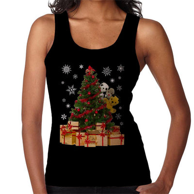 Sooty Christmas Characters Peeking Around Xmas Tree Women's Vest-Sooty's Shop