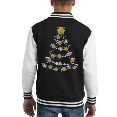 Sooty Christmas Tree White Silhouette Kid's Varsity Jacket-Sooty's Shop