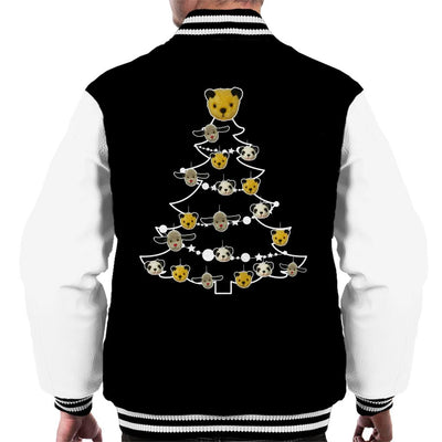 Sooty Christmas Tree White Silhouette Men's Varsity Jacket-Sooty's Shop