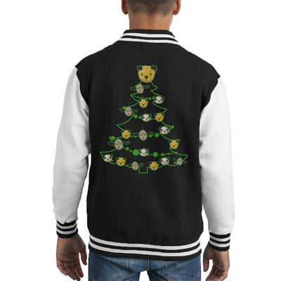 Sooty Christmas Tree Green Silhouette Kid's Varsity Jacket-Sooty's Shop