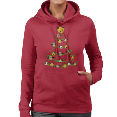 Sooty Christmas Tree Green Silhouette Women's Hooded Sweatshirt-Sooty's Shop