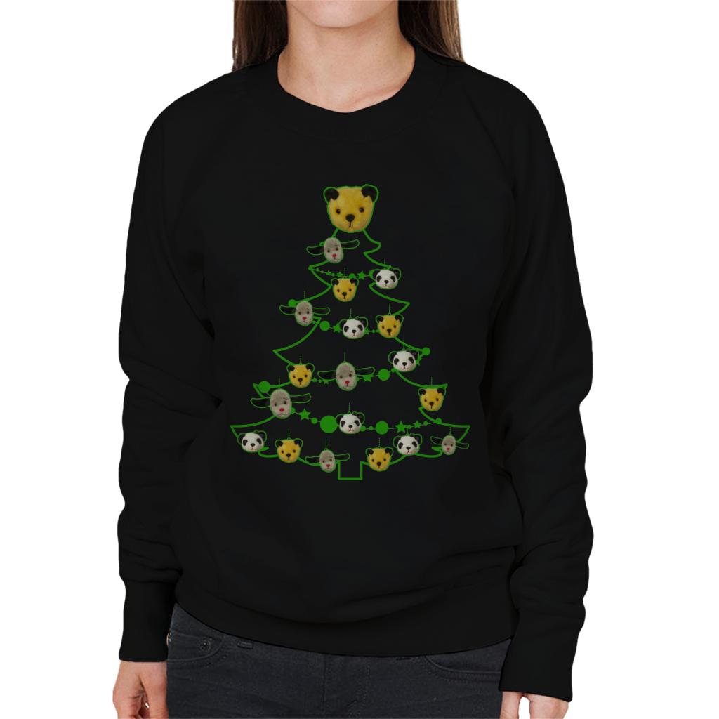 Sooty Christmas Tree Green Silhouette Women's Sweatshirt-Sooty's Shop