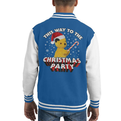 Sooty Christmas This Way To The Christmas Party Kid's Varsity Jacket-Sooty's Shop
