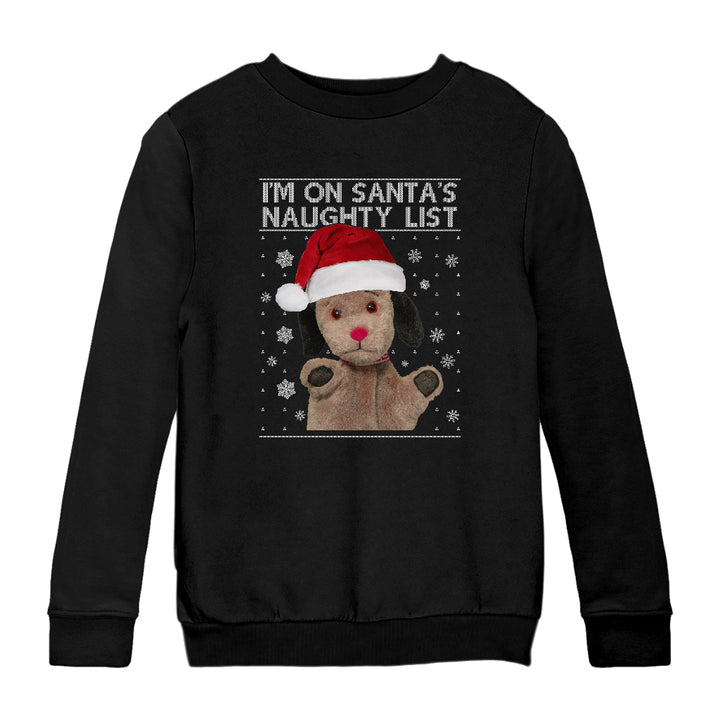 Sooty Sweep I'm On Santas Naughty List Kids Sweatshirt
