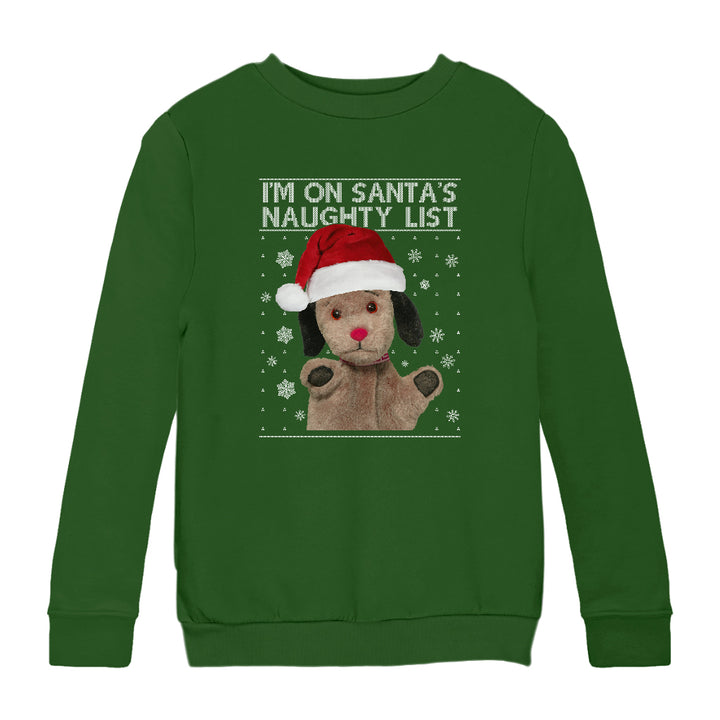 Sooty Sweep I'm On Santas Naughty List Kids Sweatshirt