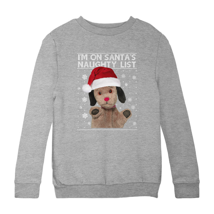 Sooty Sweep I'm On Santas Naughty List Kids Sweatshirt
