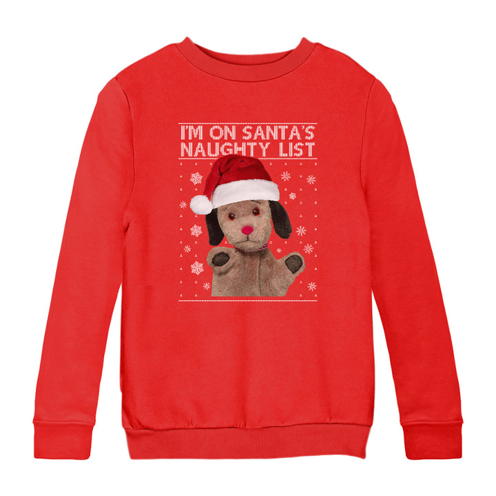 Sooty Sweep I'm On Santas Naughty List Kids Sweatshirt