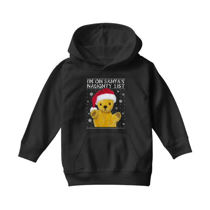 Sooty I'm On Santas Naughty List Kids Hooded Sweatshirt