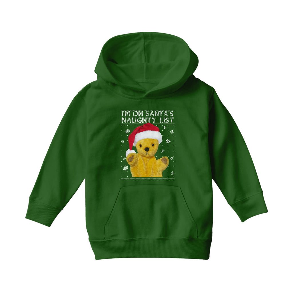 Sooty I'm On Santas Naughty List Kids Hooded Sweatshirt