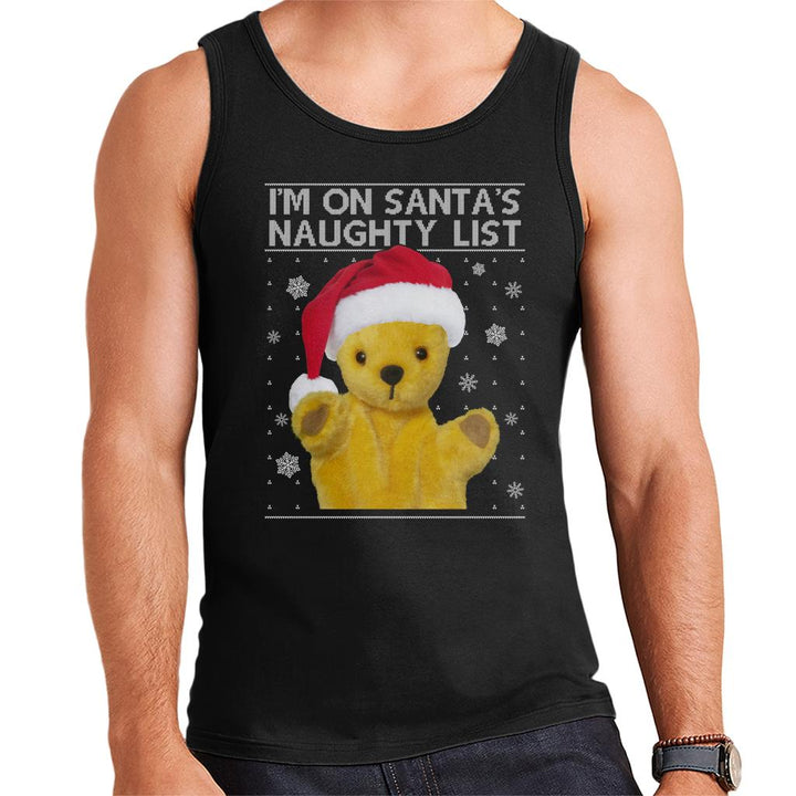Sooty Christmas Im On Santas Naughty List Men's Vest-Sooty's Shop