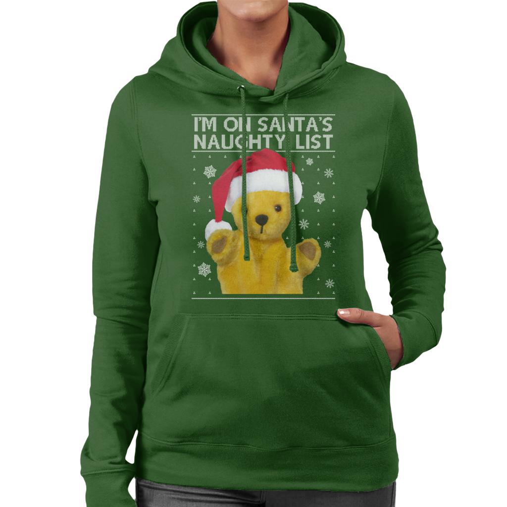 Sooty Christmas Im On Santas Naughty List Women's Hooded Sweatshirt-Sooty's Shop