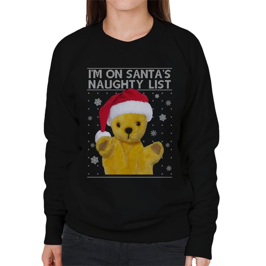 Sooty Christmas Im On Santas Naughty List Women's Sweatshirt-Sooty's Shop