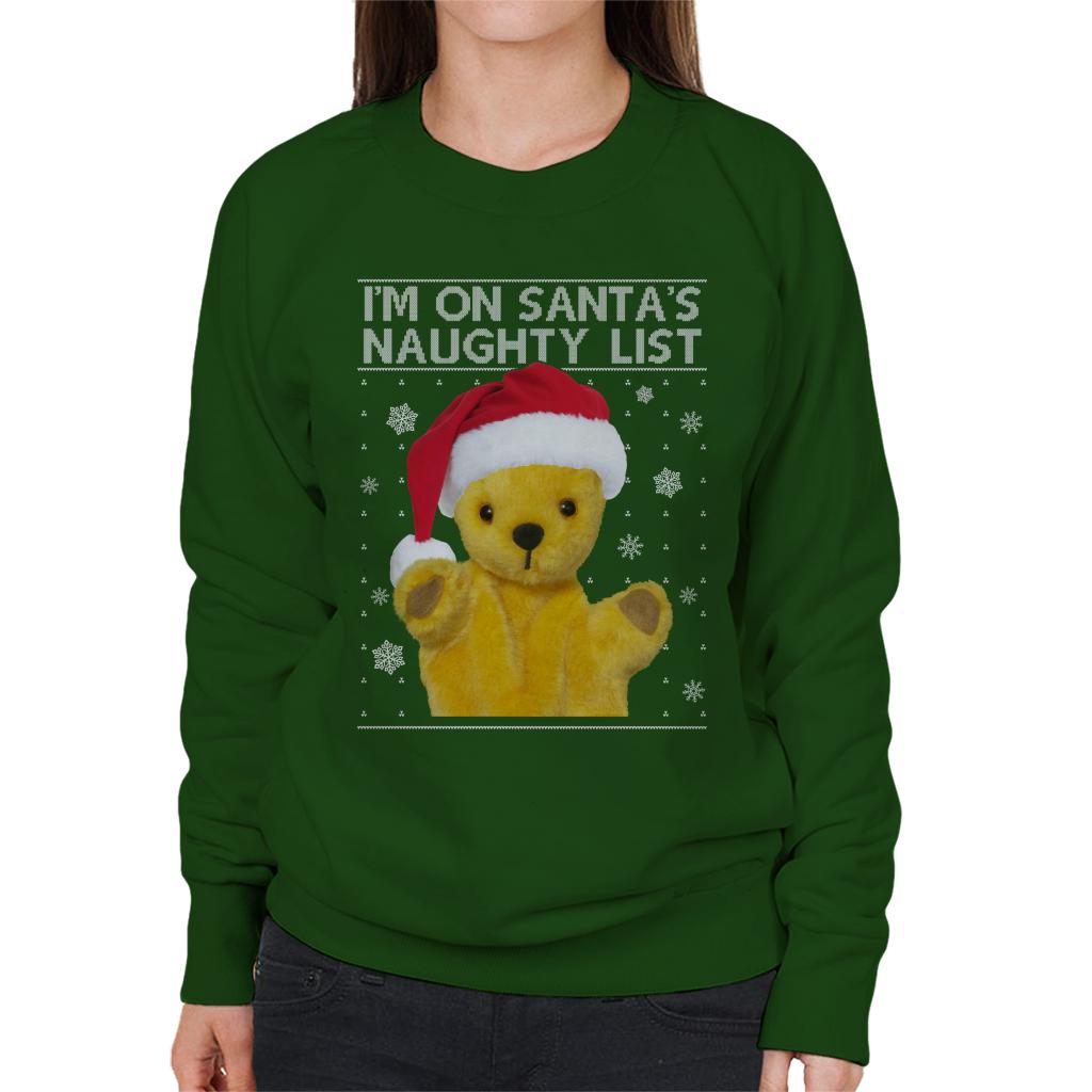 Sooty Christmas Im On Santas Naughty List Women's Sweatshirt-Sooty's Shop