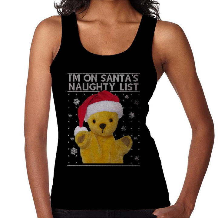 Sooty Christmas Im On Santas Naughty List Women's Vest-Sooty's Shop