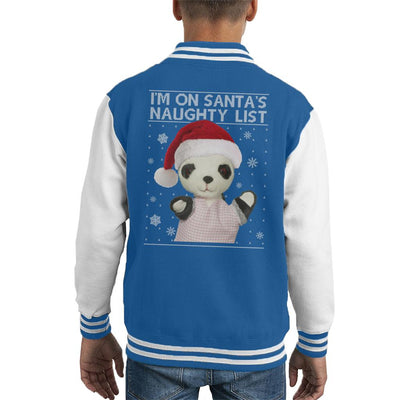 Sooty Christmas Soo Im On Santas Naughty List Kid's Varsity Jacket-Sooty's Shop