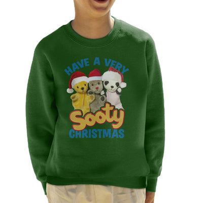 Sooty Christmas Have A Very Sooty Christmas Blue Text Kid's Sweatshirt-Sooty's Shop