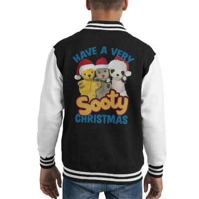Sooty Christmas Have A Very Sooty Christmas Blue Text Kid's Varsity Jacket-Sooty's Shop