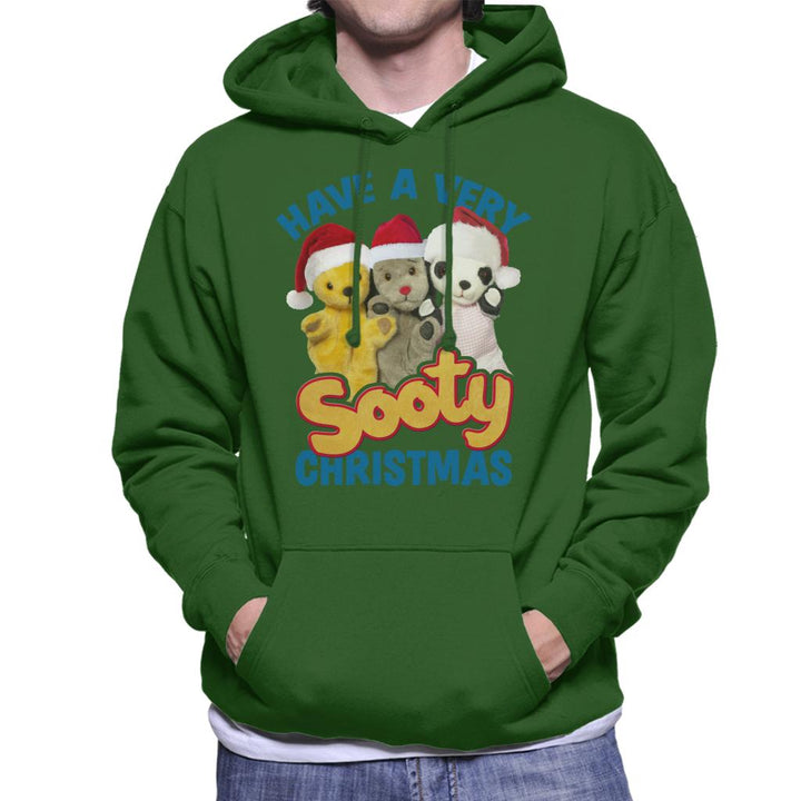 Sooty Christmas Have A Very Sooty Christmas Blue Text Men's Hooded Sweatshirt-Sooty's Shop