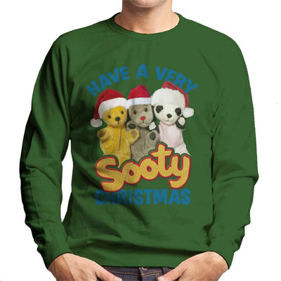 Sooty Christmas Have A Very Sooty Christmas Blue Text Men's Sweatshirt-Sooty's Shop