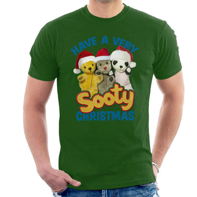 Sooty Christmas Have A Very Sooty Christmas Blue Text Men's T-Shirt-Sooty's Shop