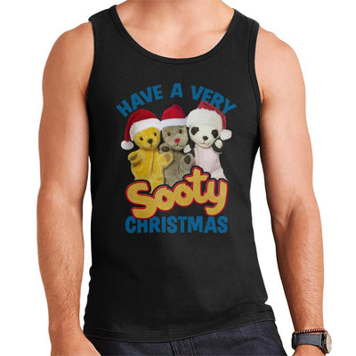 Sooty Christmas Have A Very Sooty Christmas Blue Text Men's Vest-Sooty's Shop
