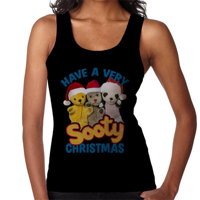 Sooty Christmas Have A Very Sooty Christmas Blue Text Women's Vest-Sooty's Shop