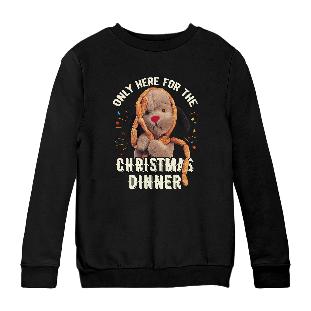 Sooty Christmas Sweep Only Here For The Christmas Dinner Kids Sweatshirt